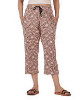 ALIVEE Women's Floral Bliss Cotton Capri Pants with Pockets