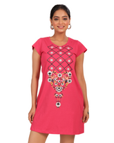 ALIVEE Women’s Cotton Graphic Long Top with Pockets