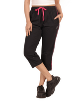 ALIVEE Women’s Solid Cotton Capri Pants with Pockets - Black