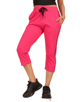 ALIVEE Women’s Solid Cotton Capri Pants with Pockets - Pink