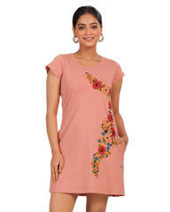 ALIVEE Women’s Cotton Graphic Long Top with Pockets