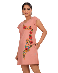 ALIVEE Women’s Cotton Graphic Long Top with Pockets