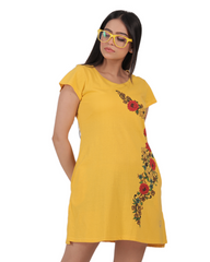ALIVEE Women’s Cotton Graphic Long Top with Pockets