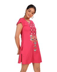 ALIVEE Women’s Cotton Graphic Long Top with Pockets