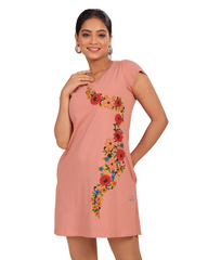 ALIVEE Women’s Cotton Graphic Long Top with Pockets