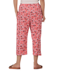 ALIVEE Women’s Blush Blossom Cotton Capri Pants with Pockets