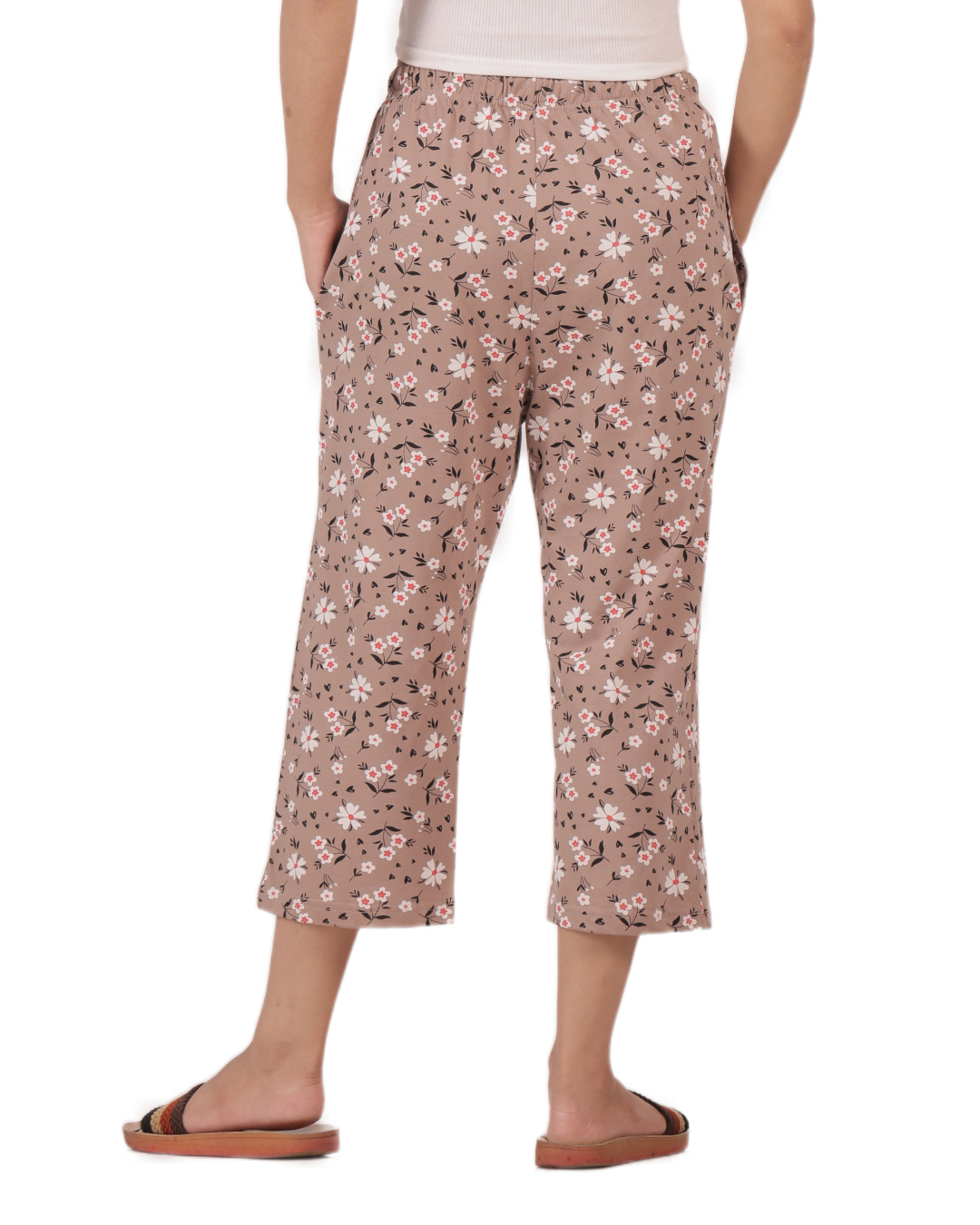 ALIVEE Women's Floral Bliss Cotton Capri Pants with Pockets