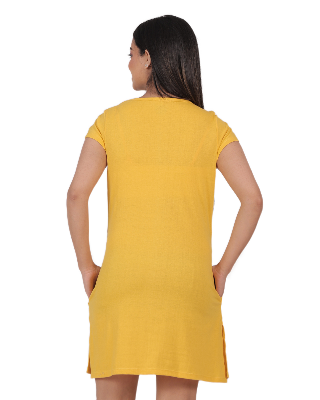 ALIVEE Women’s Cotton Graphic Long Top with Pockets